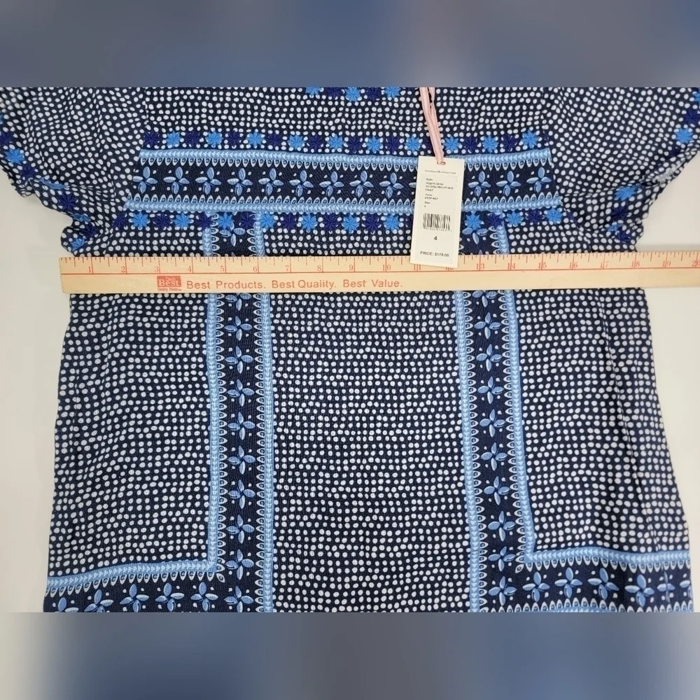 NEW Vineyard Vines Dot Border Print Shift Dress Linen Blend Blue Women's 4 NWT - Picture 10 of 13